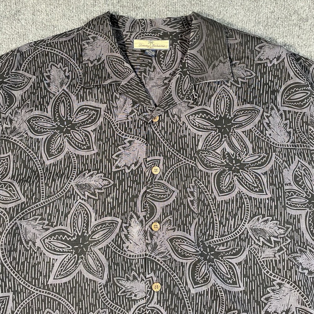 Tommy Bahama Mens XL 100% Silk Floral All Over Print Hawaiian Camp Button Shirt